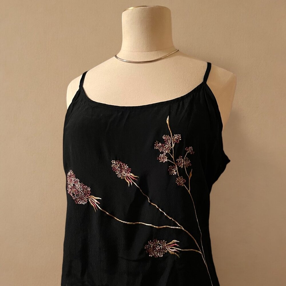 2000s Semi-Sheer Top with Floral Embroidery